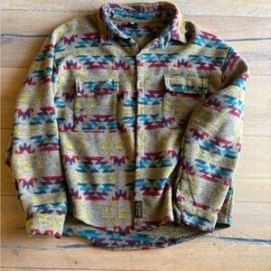 Men's Tribal Pattern Shirt Jacket - Multicolor